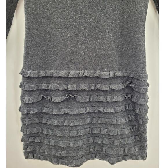 Calvin Klein Gray Knit Whimsy Goth Ruffle Skirt Midi Bodycon Sweater Dress - Picture 7 of 14